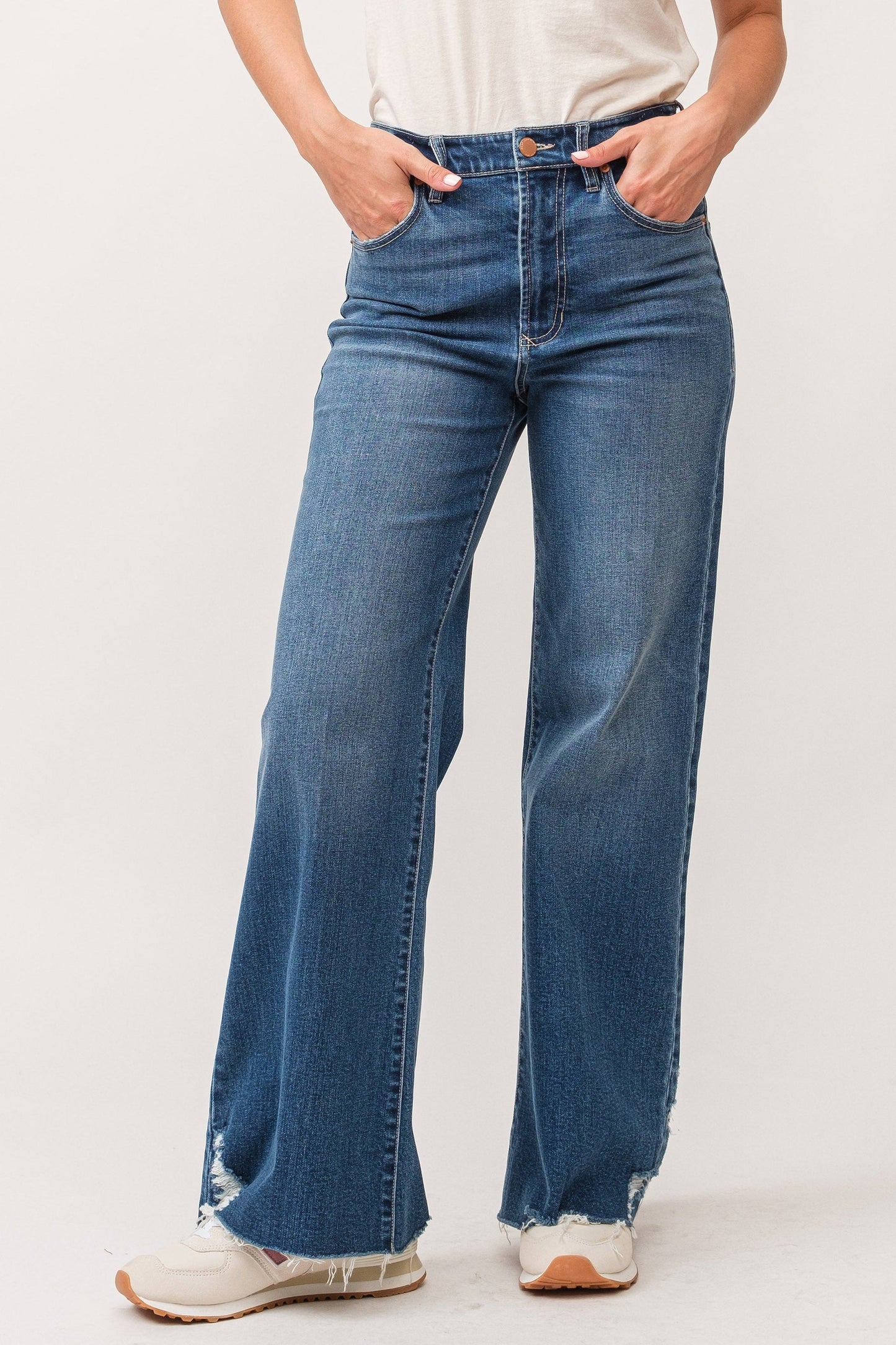 Dear John Fiona High Rise Wide Leg Jeans Portvell Denim