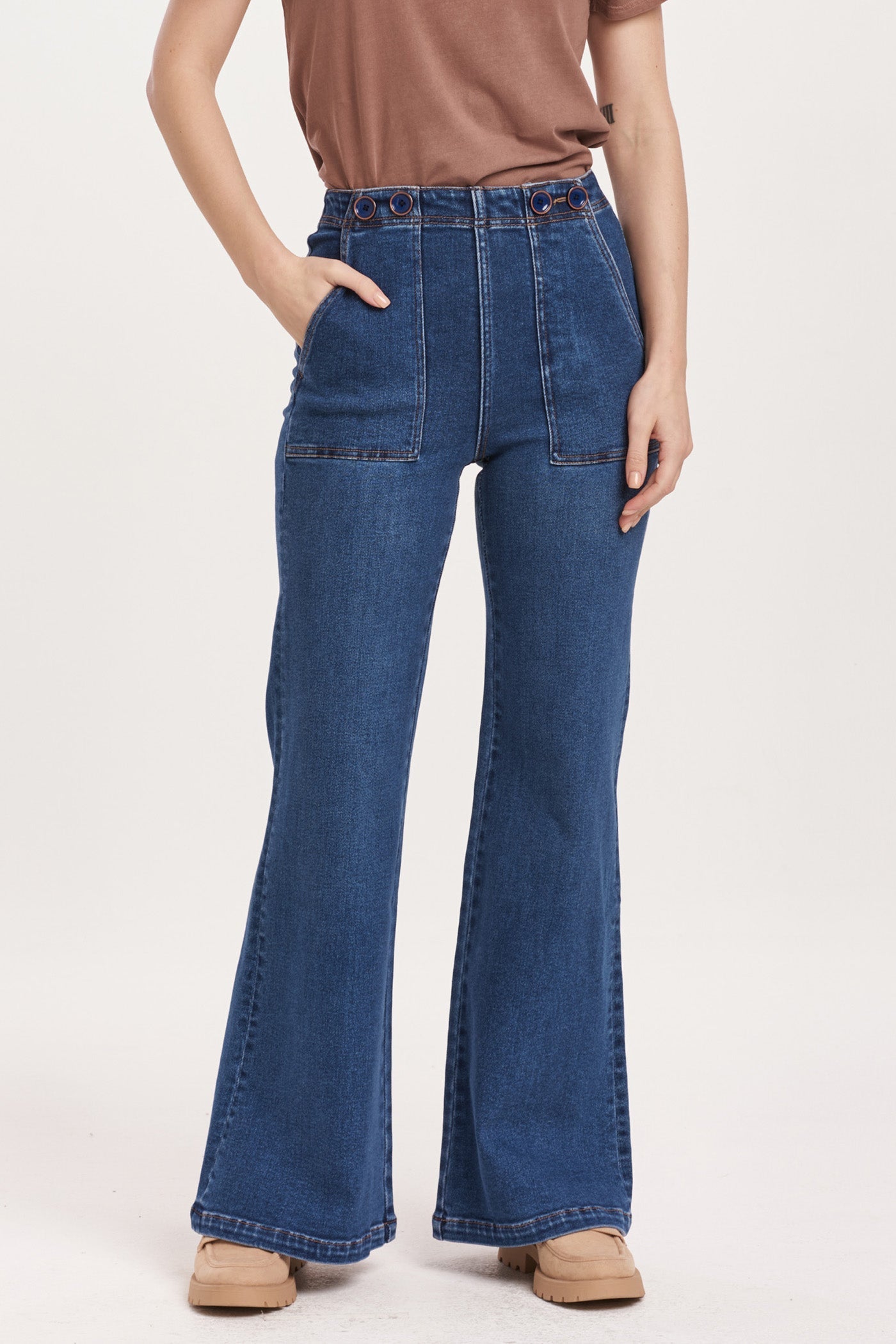 Dear John Fiona High Rise Wide Leg Jeans Seascape