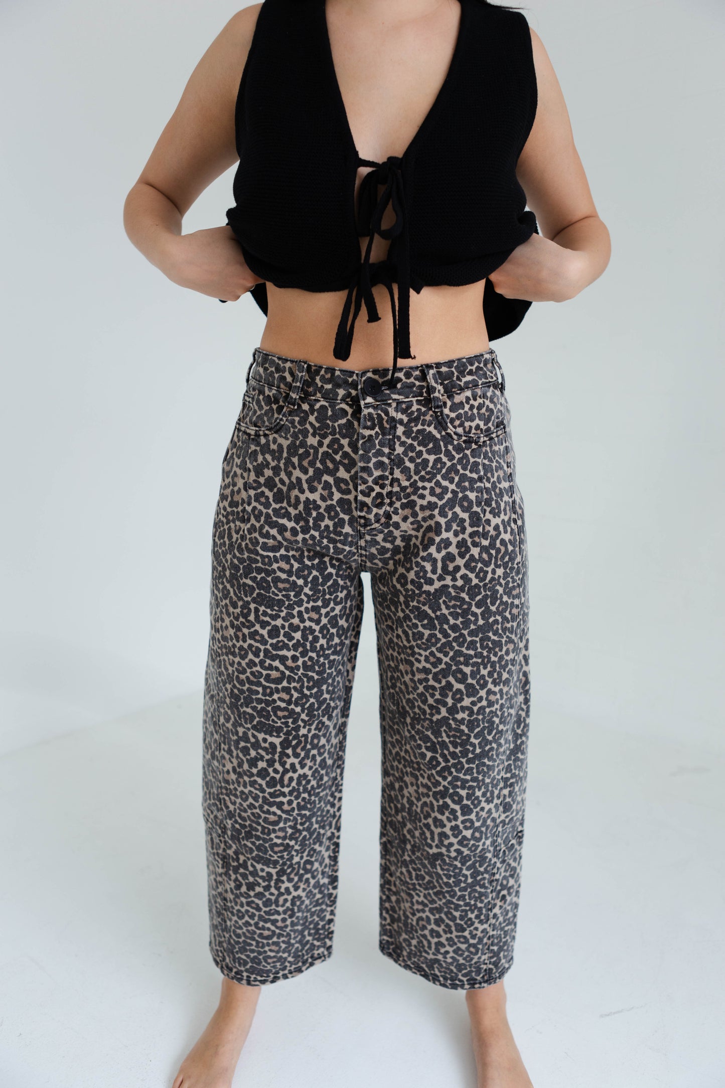 Leopard Print Barrel Pants