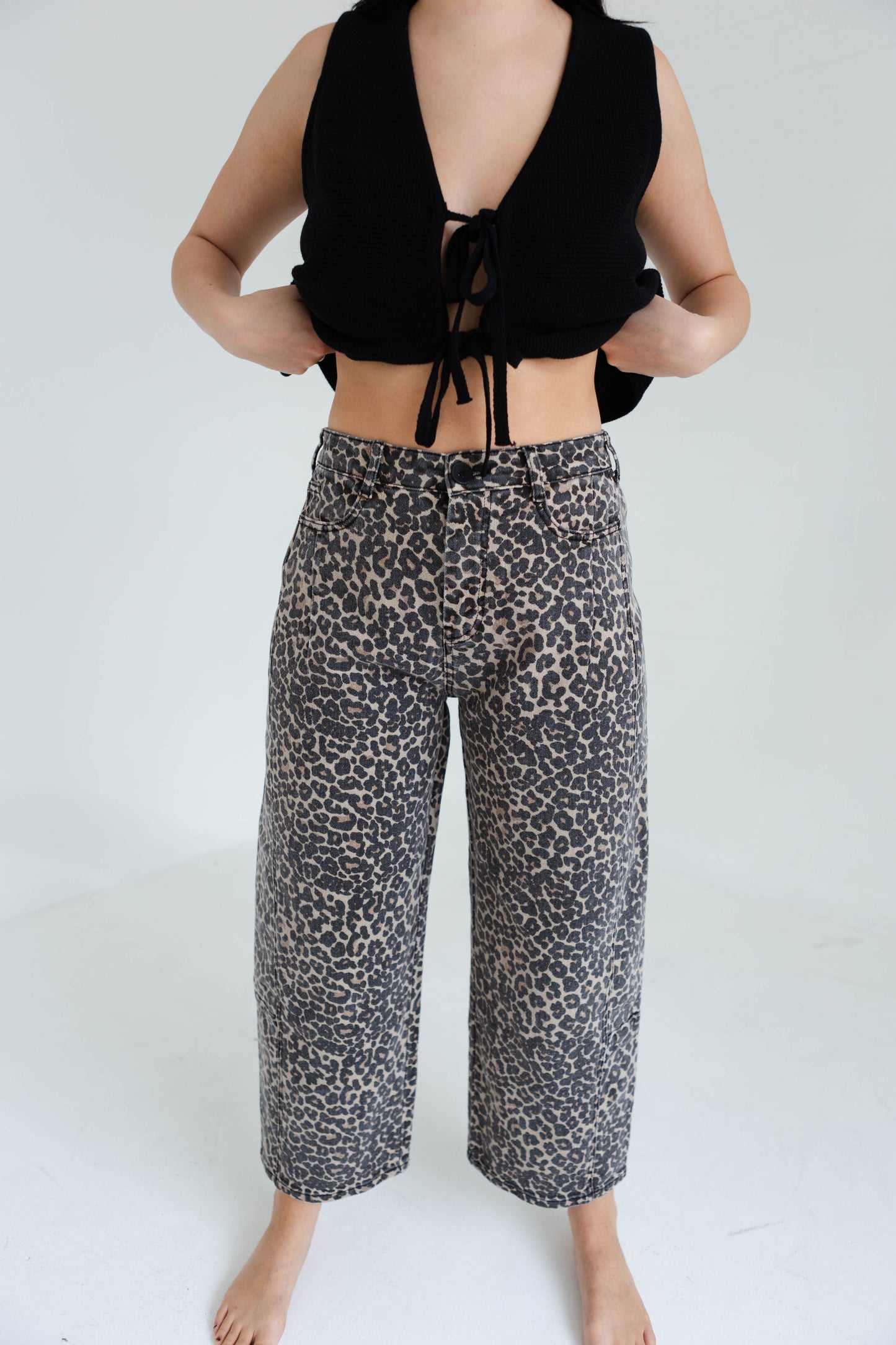 Leopard Print Barrel Pants