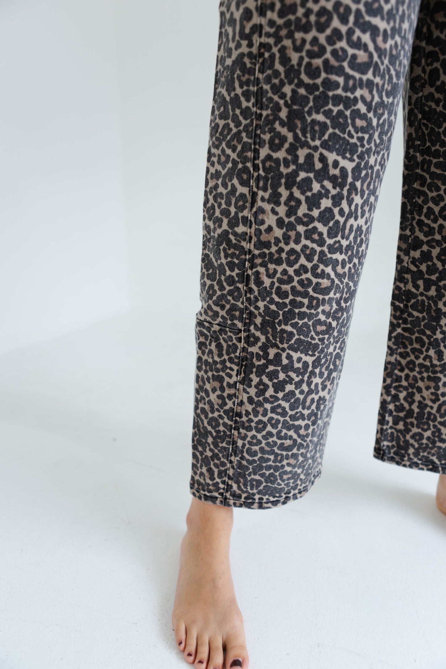 Leopard Print Barrel Pants