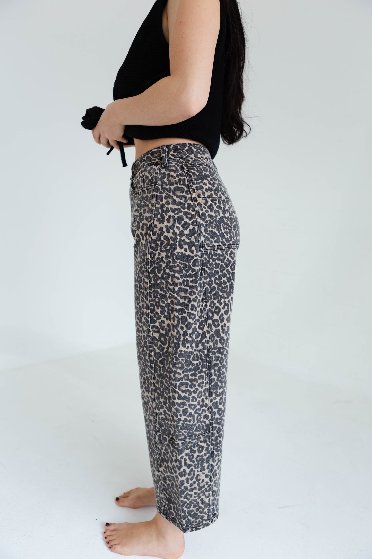 Leopard Print Barrel Pants