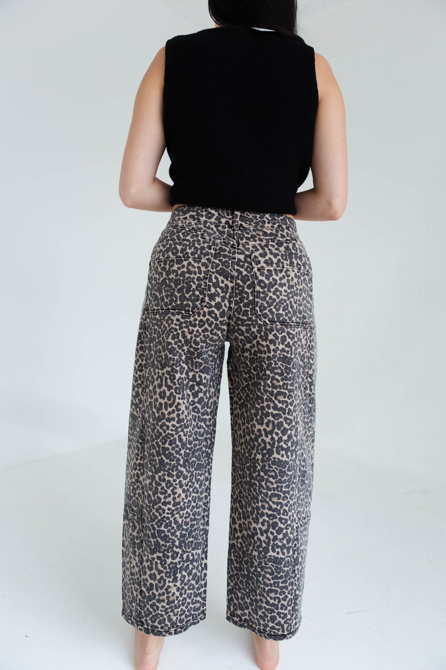 Leopard Print Barrel Pants