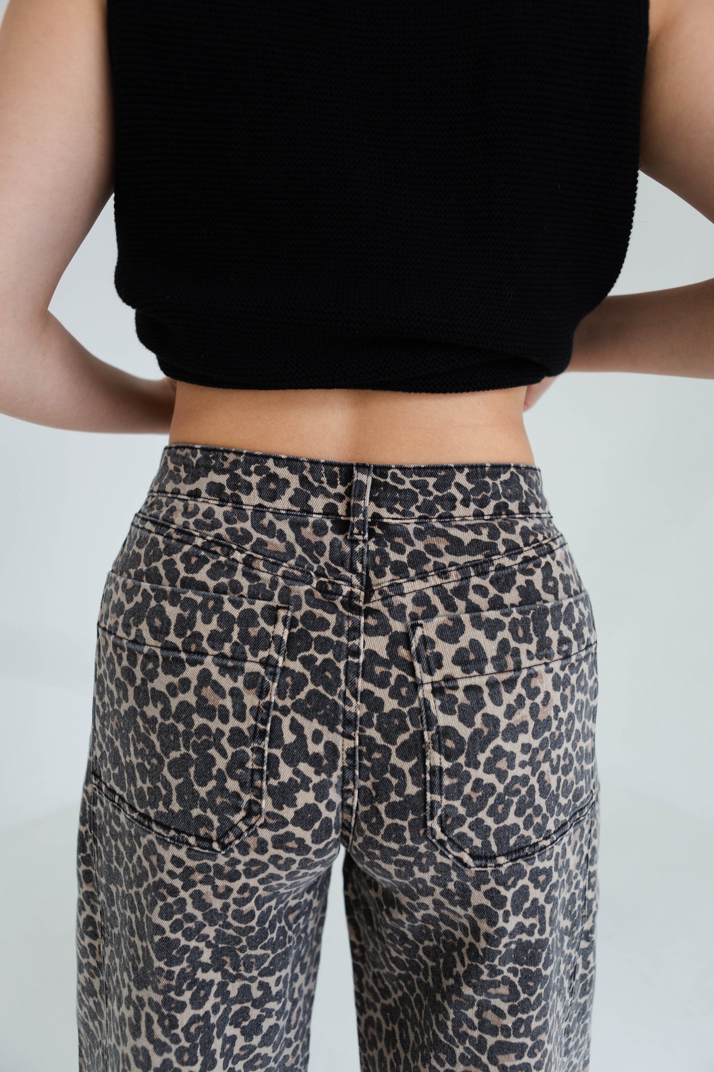 Leopard Print Barrel Pants