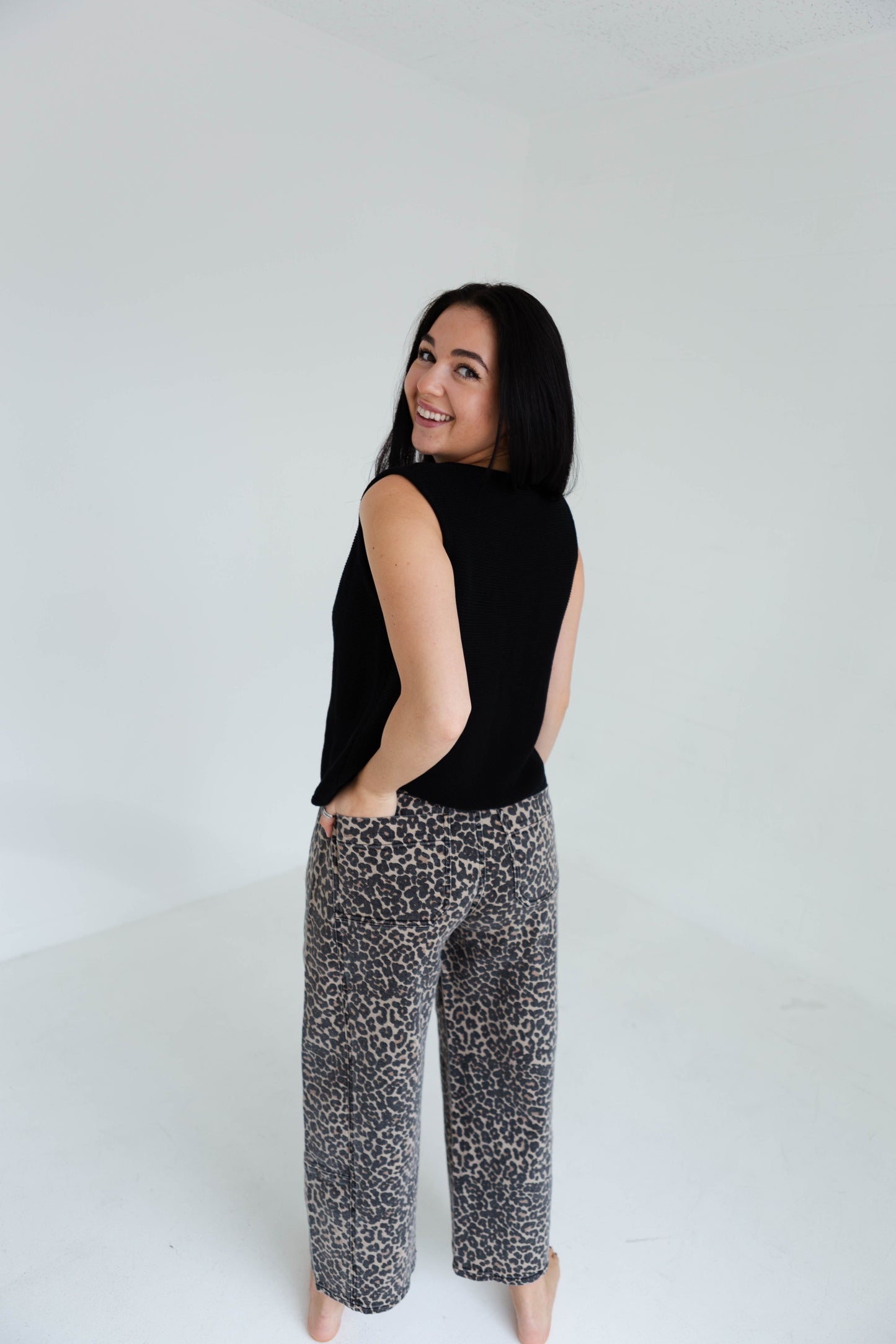 Leopard Print Barrel Pants