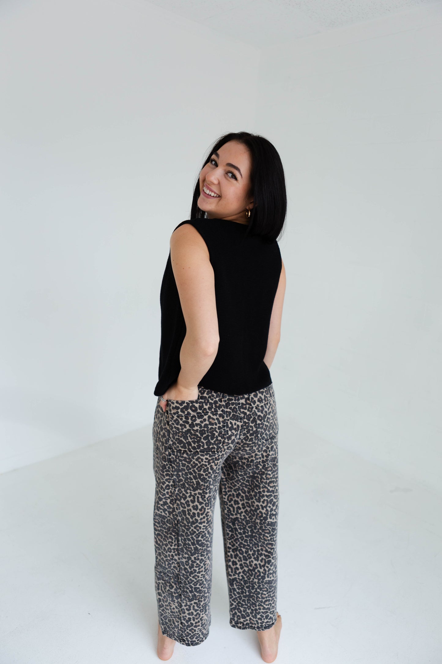 Leopard Print Barrel Pants