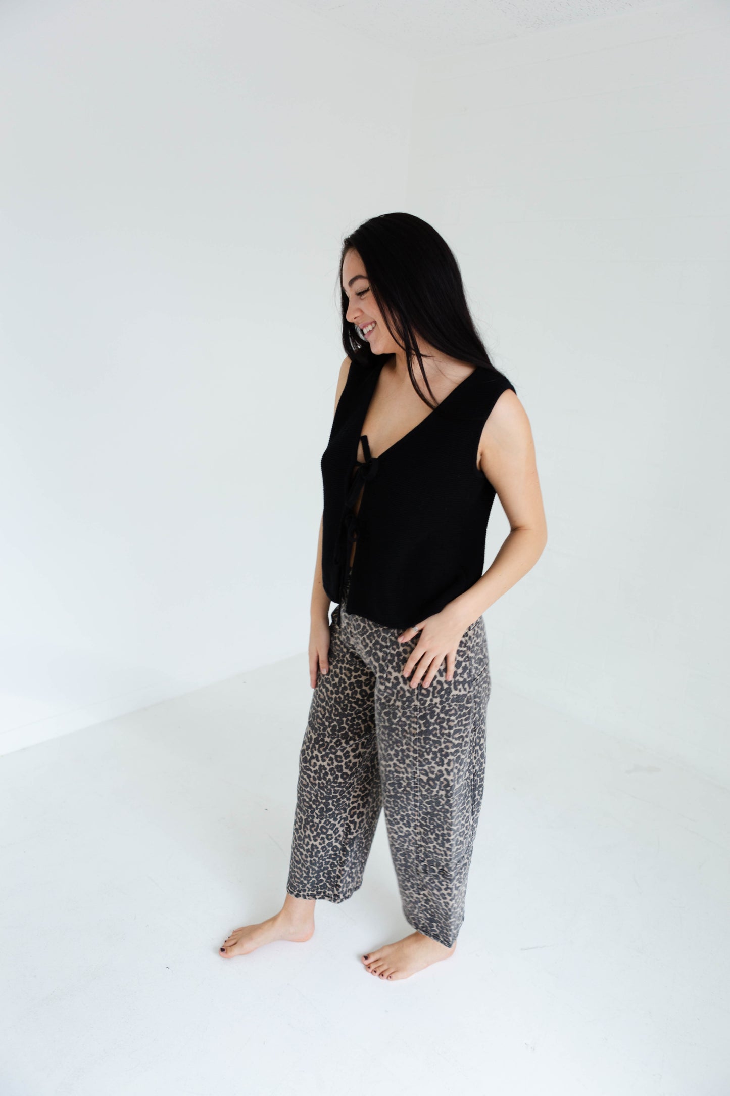 Leopard Print Barrel Pants