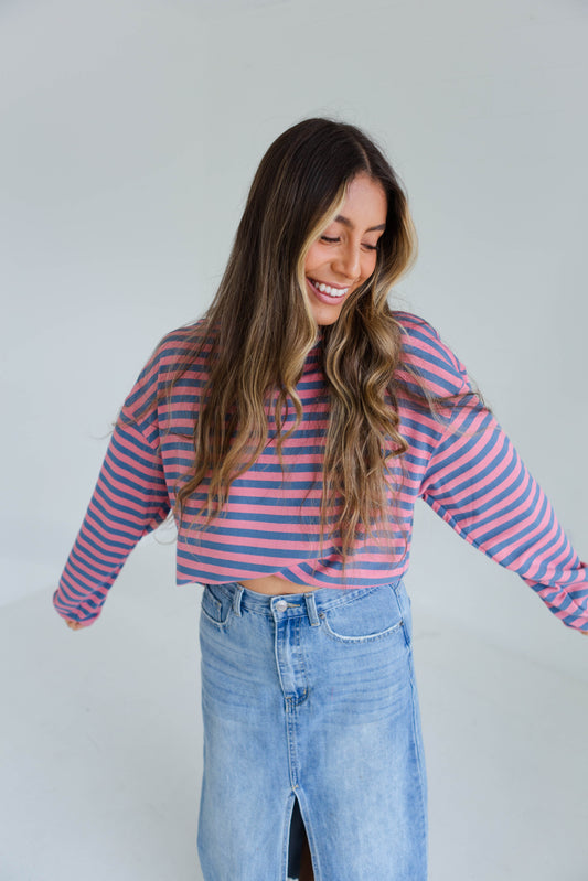 Striped Oversized Crewneck Sweater