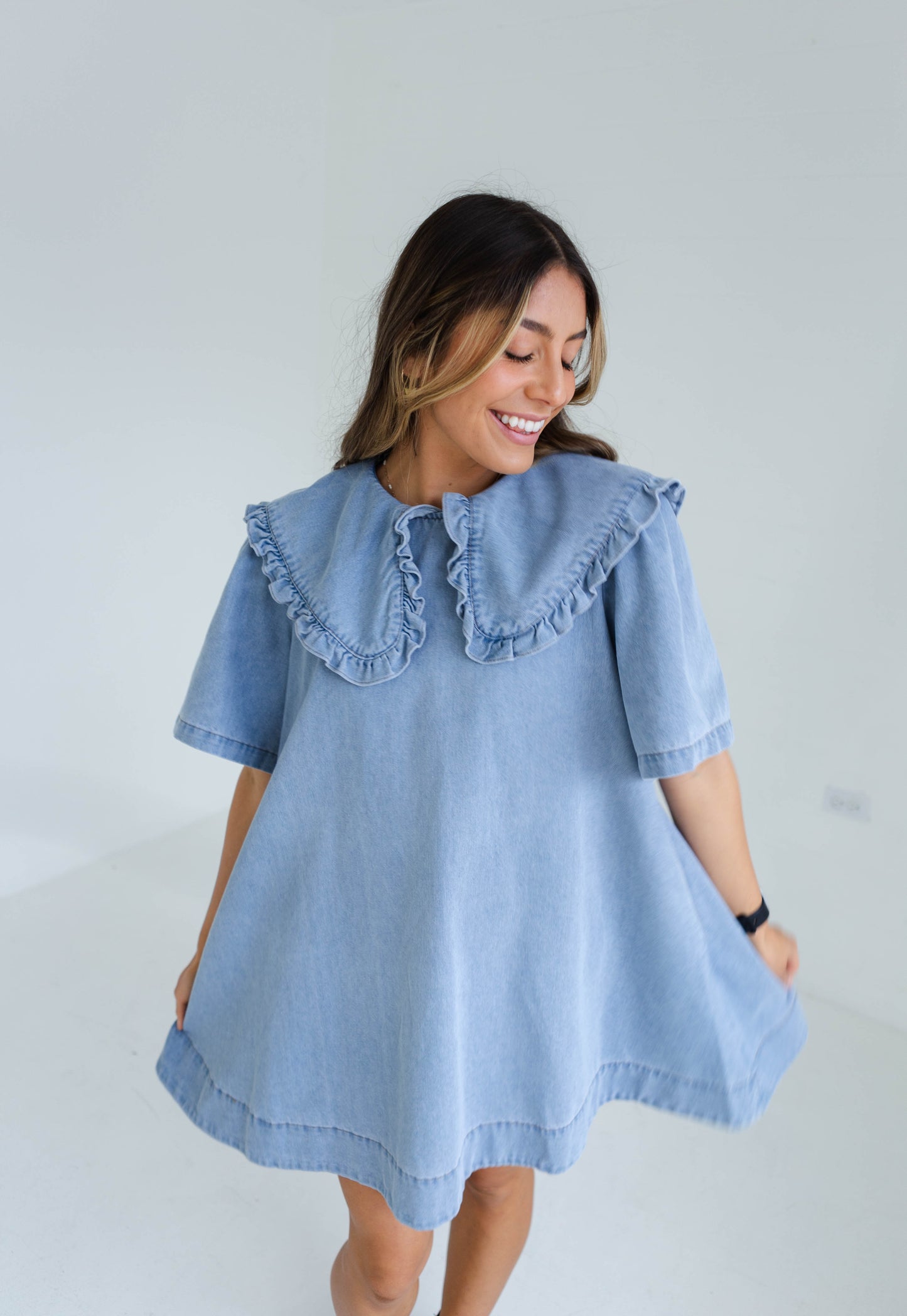 Light Denim Large Collard Dress