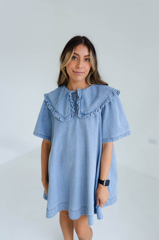 Light Denim Large Collard Dress