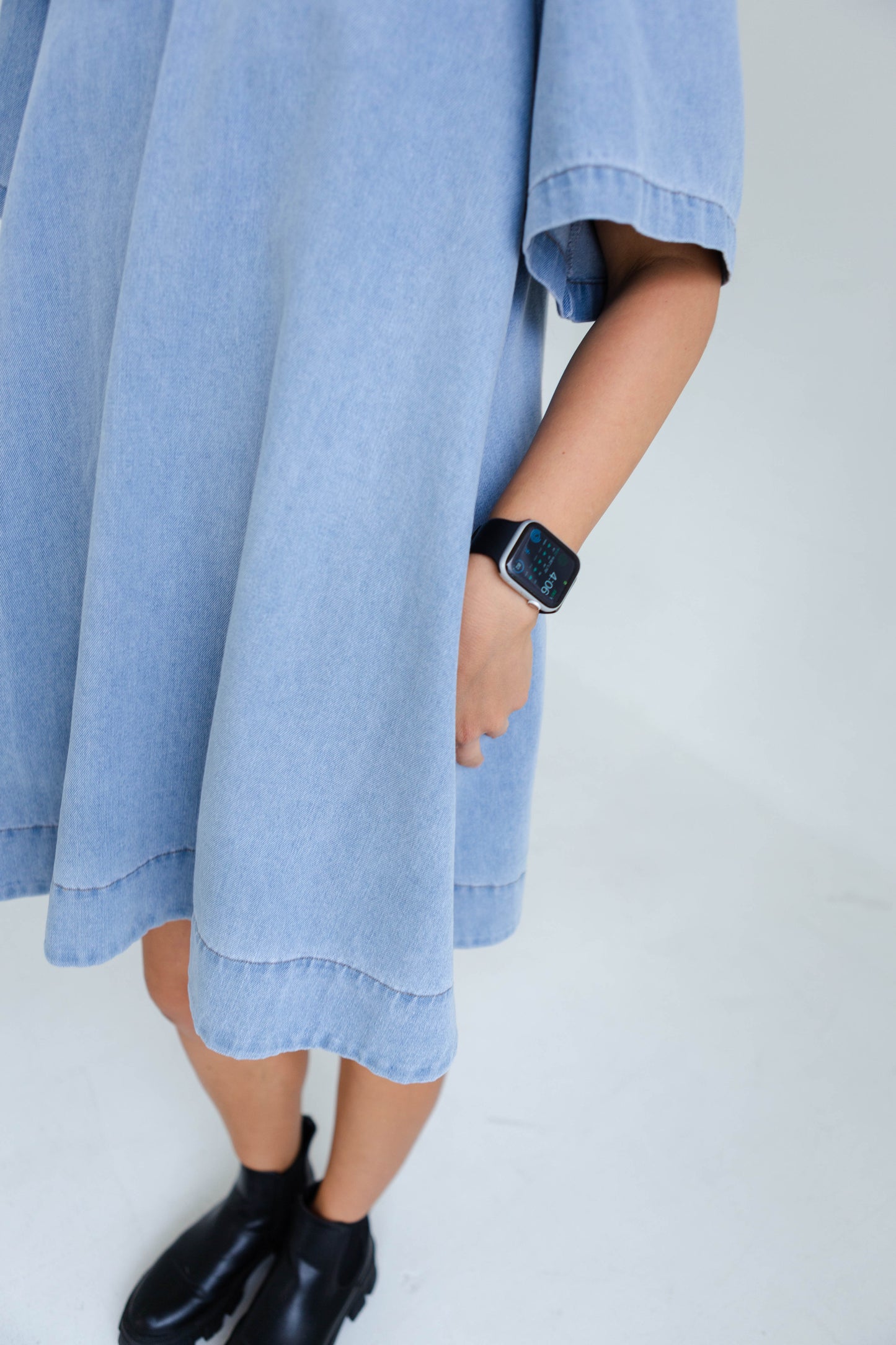 Light Denim Large Collard Dress