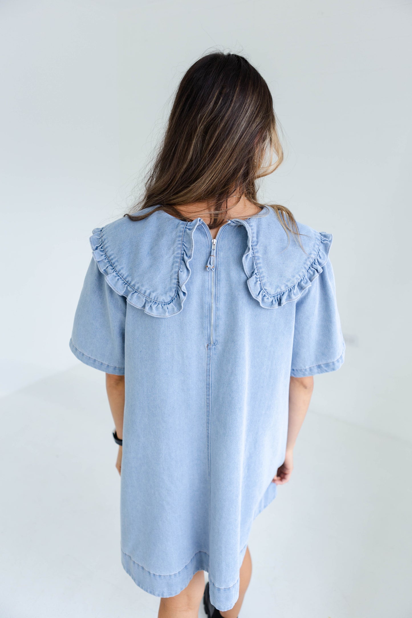 Light Denim Large Collard Dress