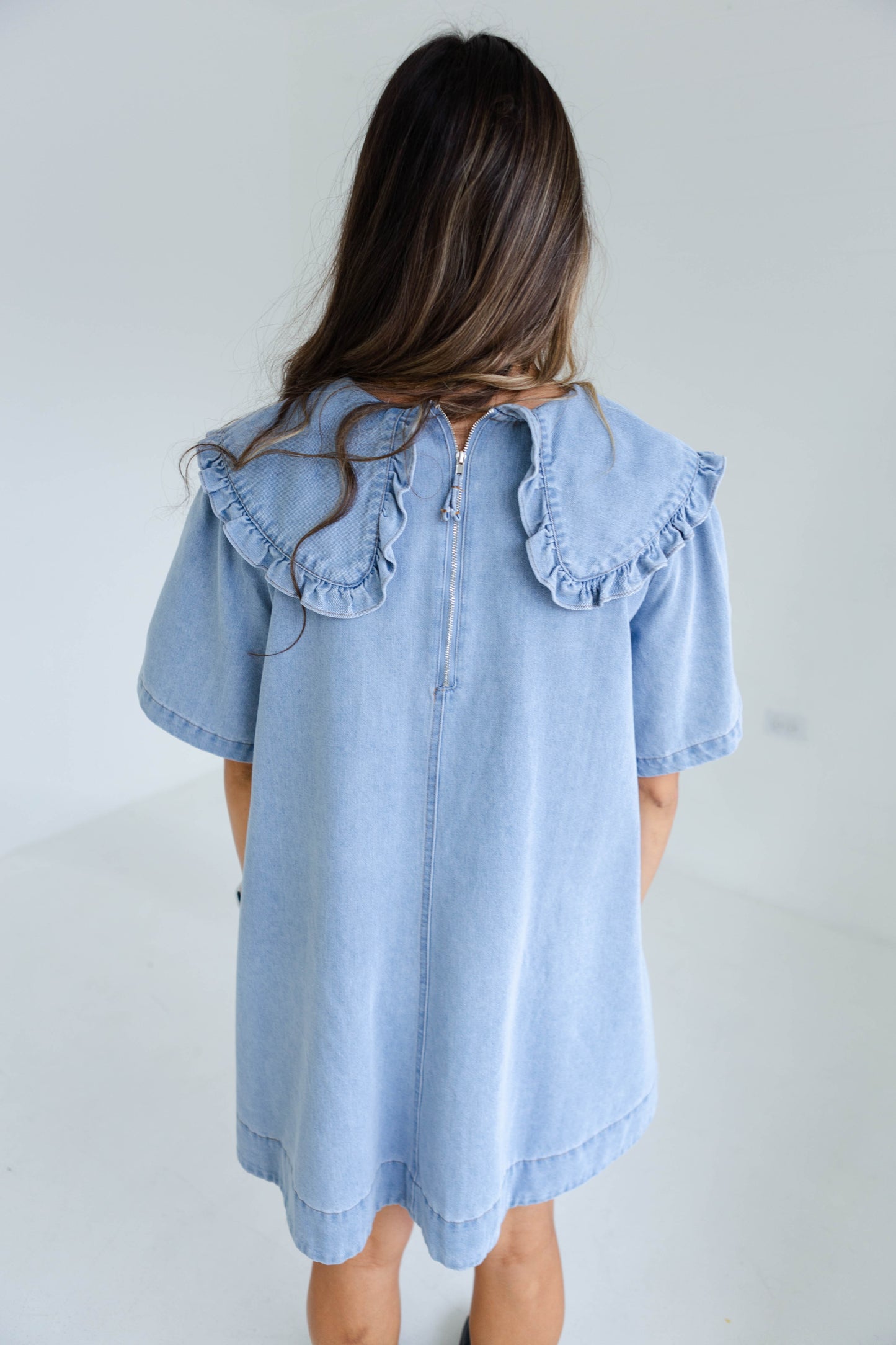 Light Denim Large Collard Dress