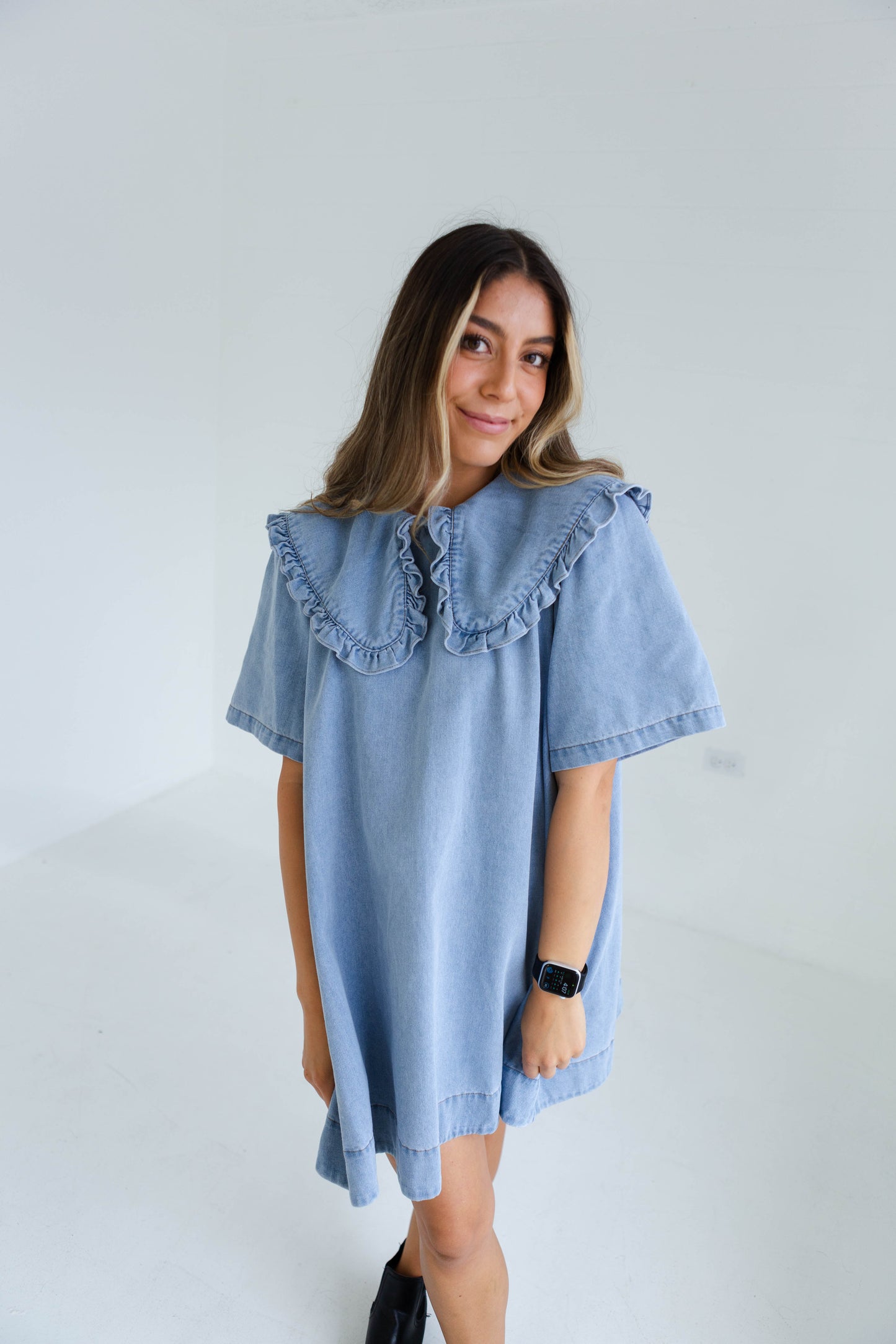 Light Denim Large Collard Dress