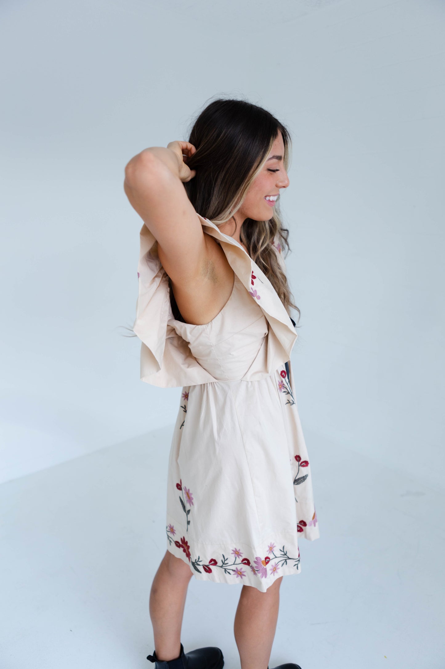 Taupe Floral Stitched Dress