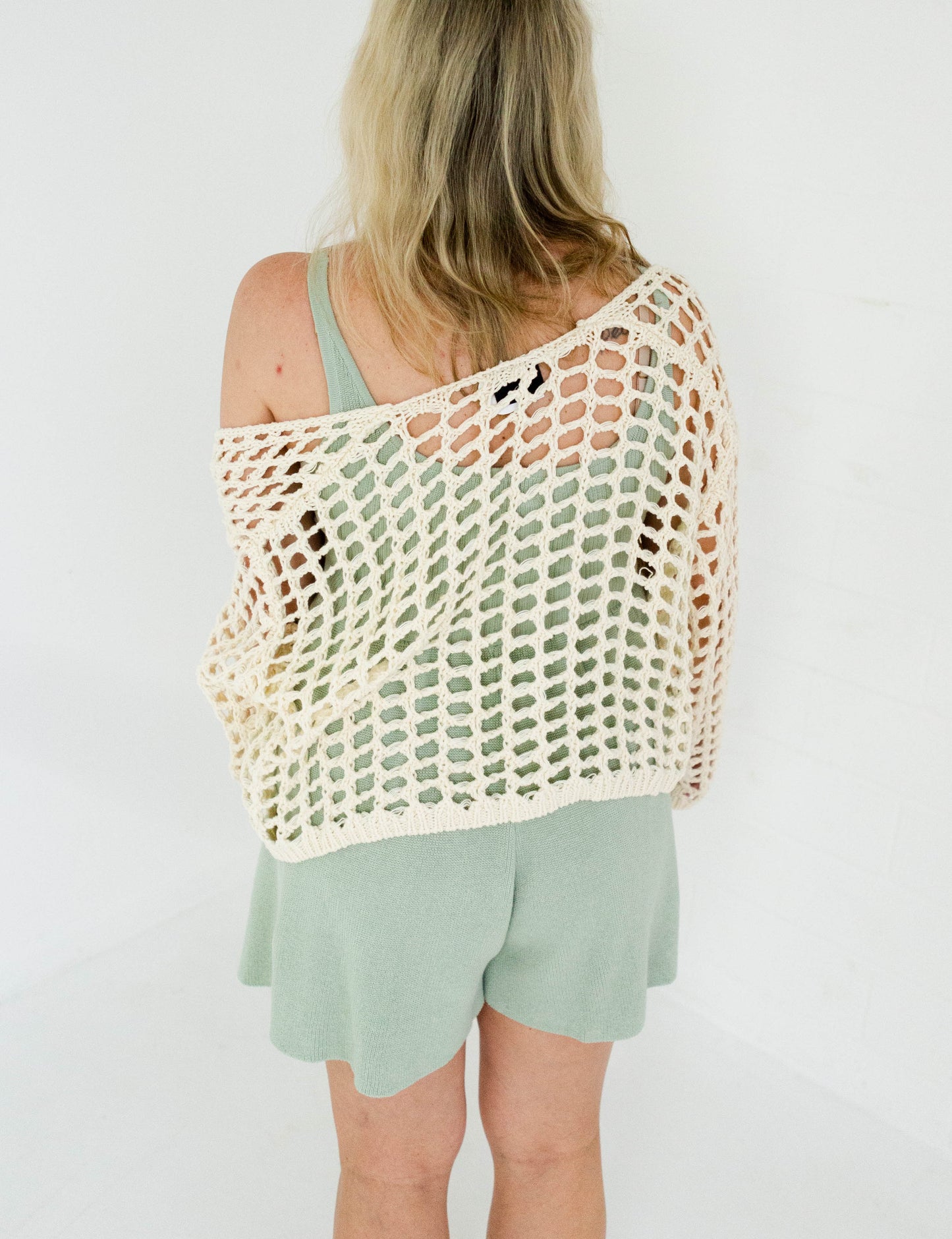 Cream Crochet Knit Crop Cardigan