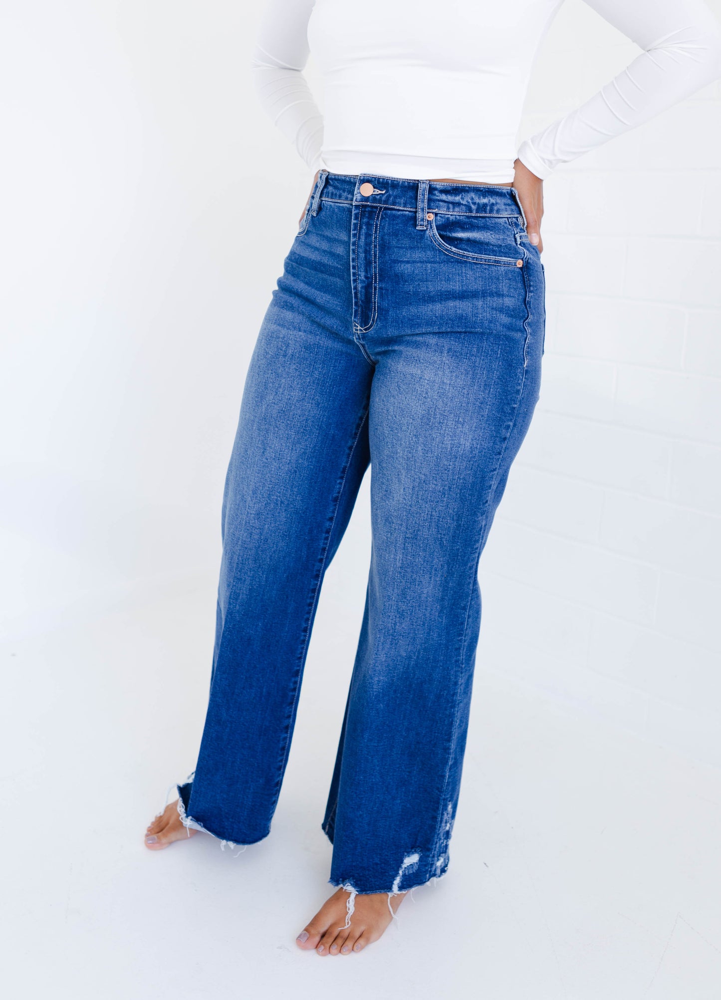 Dear John Fiona High Rise Wide Leg Jeans Portvell Denim