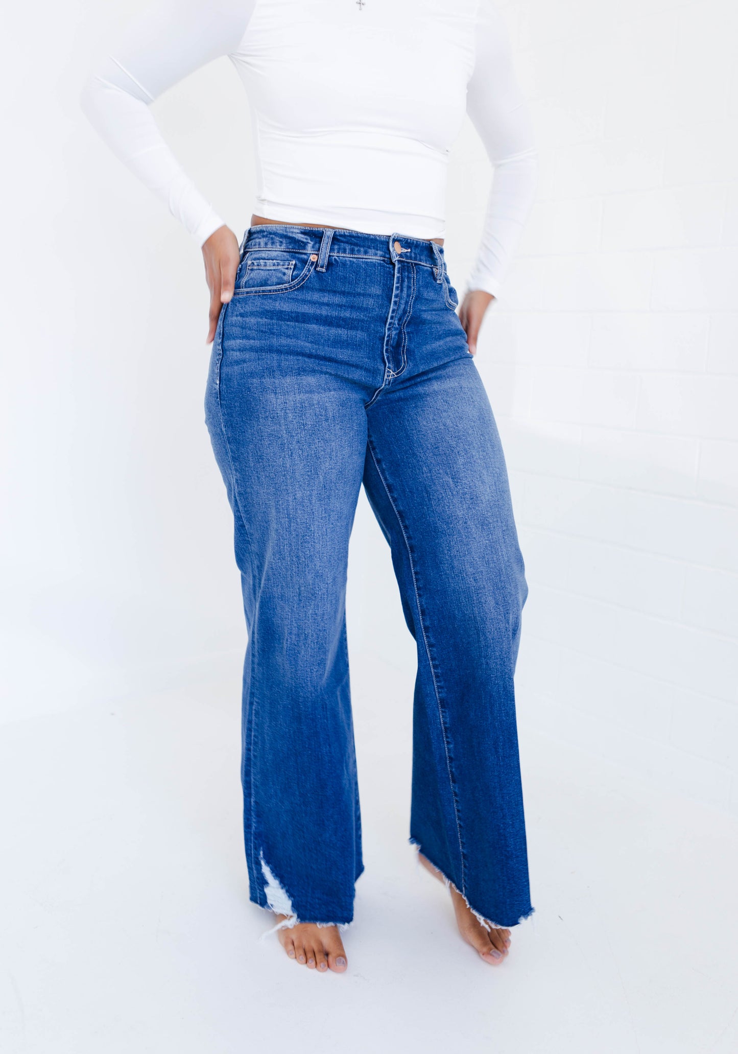 Dear John Fiona High Rise Wide Leg Jeans Portvell Denim