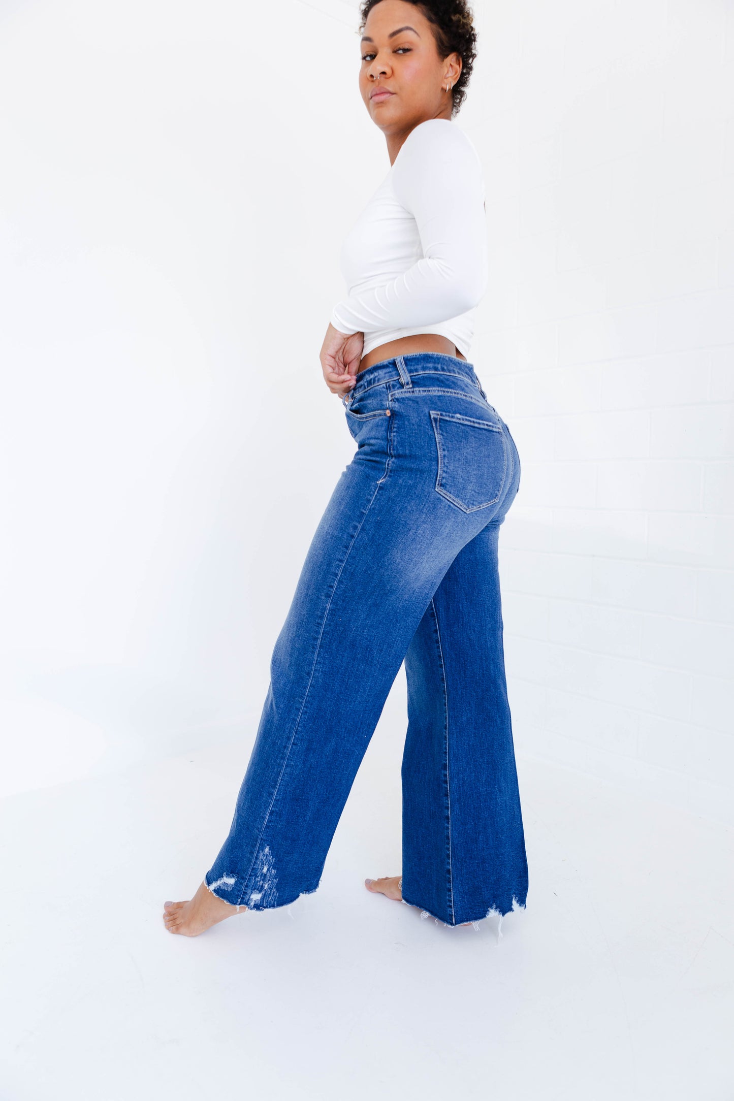 Dear John Fiona High Rise Wide Leg Jeans Portvell Denim