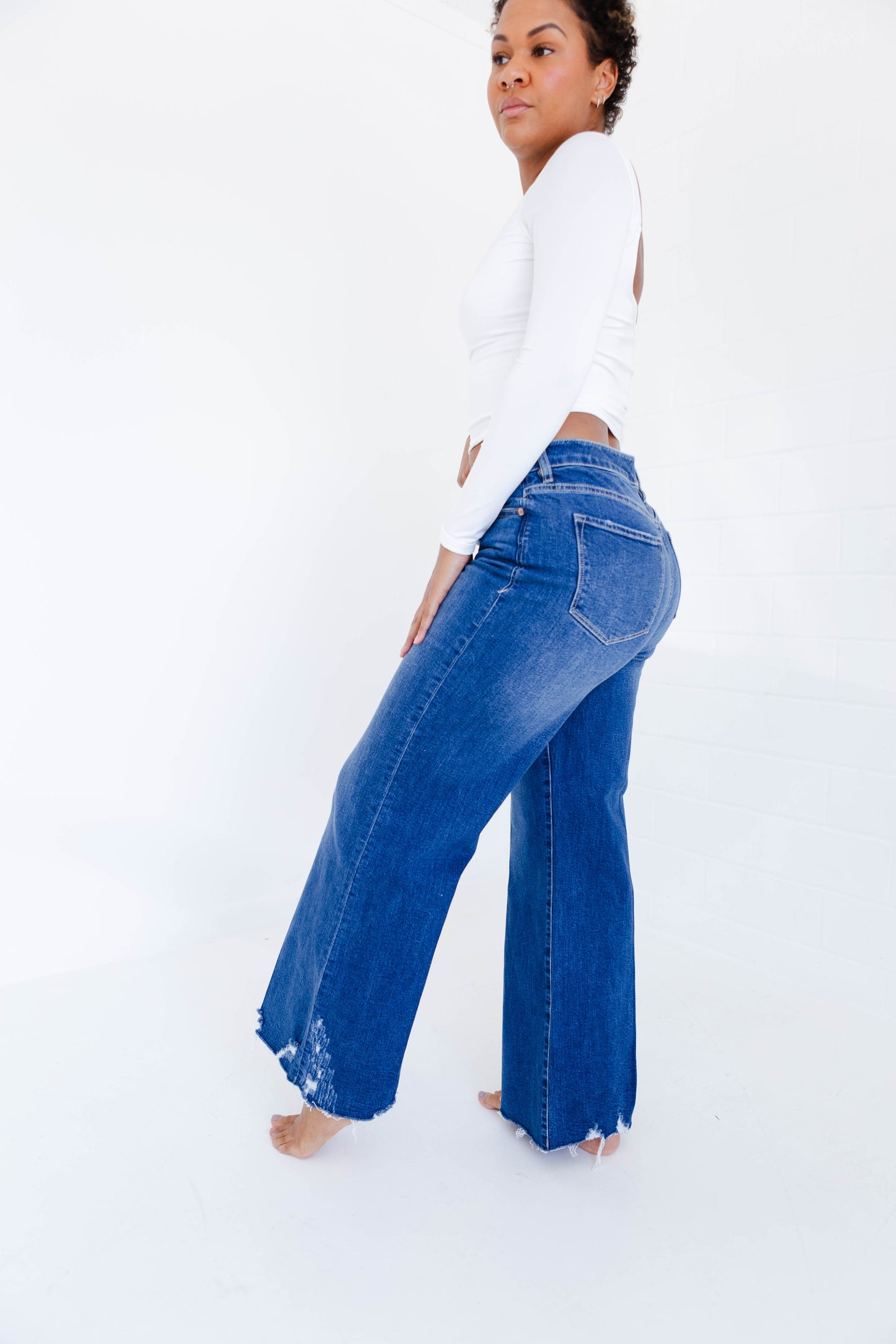 Dear John Fiona High Rise Wide Leg Jeans Portvell Denim