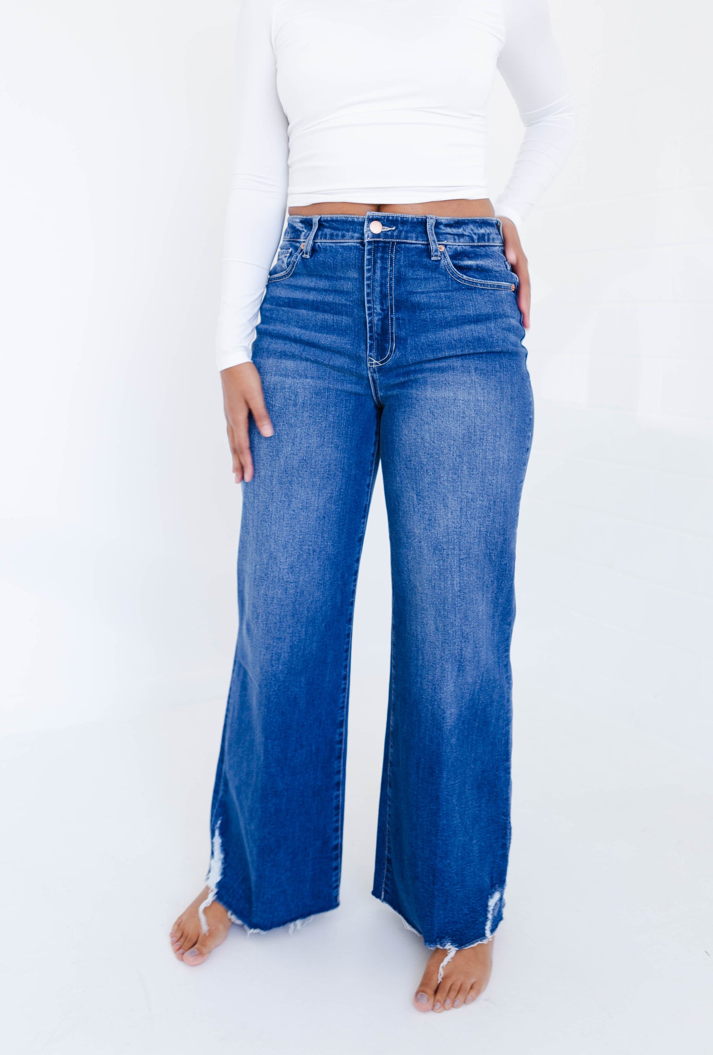 Dear John Fiona High Rise Wide Leg Jeans Portvell Denim