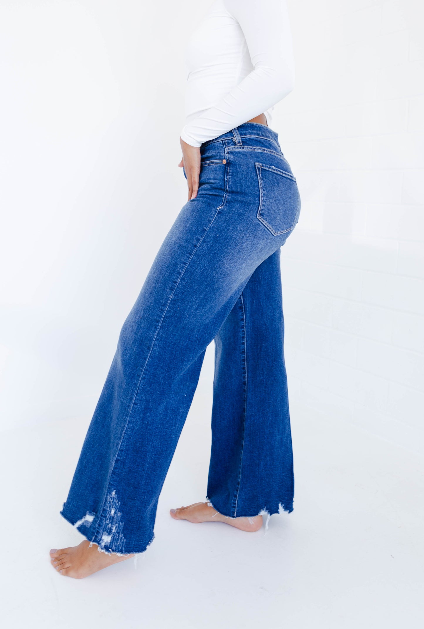 Dear John Fiona High Rise Wide Leg Jeans Portvell Denim