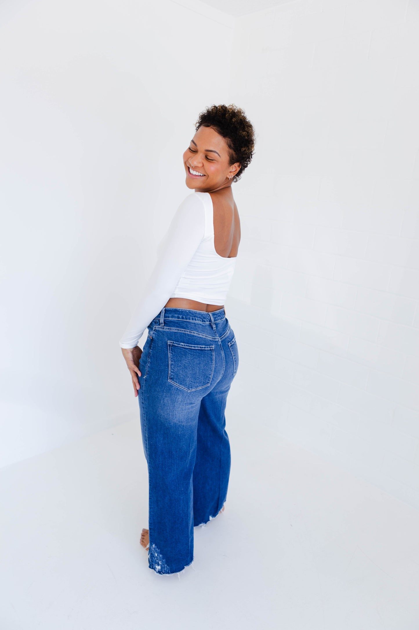 Dear John Fiona High Rise Wide Leg Jeans Portvell Denim