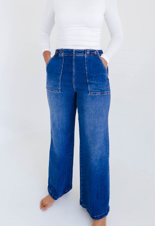 Dear John Fiona High Rise Wide Leg Jeans Seascape