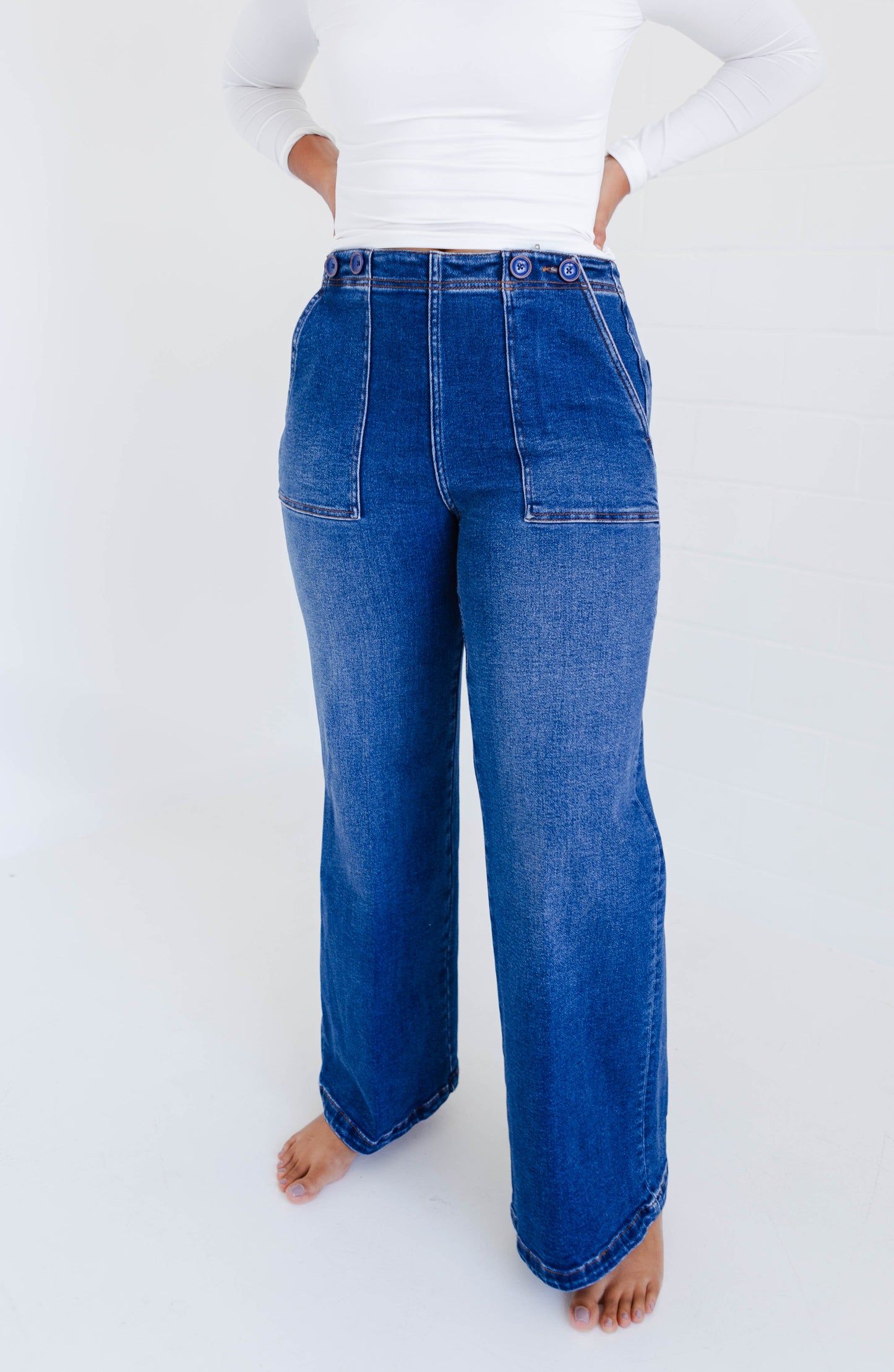 Dear John Fiona High Rise Wide Leg Jeans Seascape