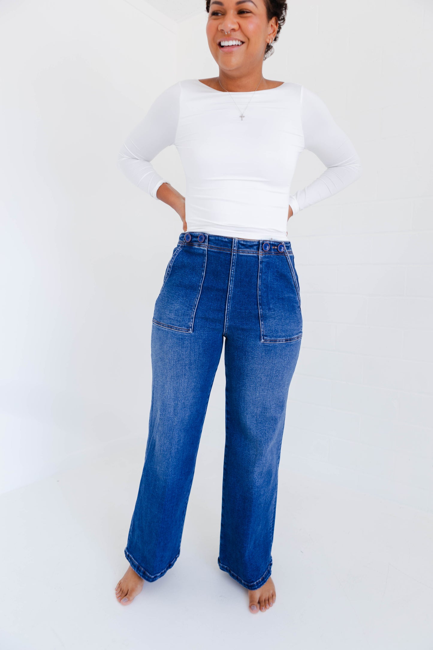 Dear John Fiona High Rise Wide Leg Jeans Seascape