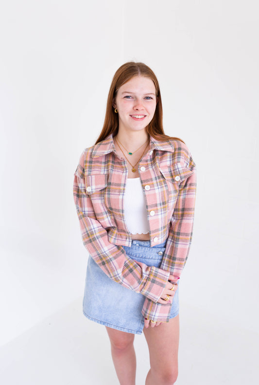 Pink Cropped Flannel