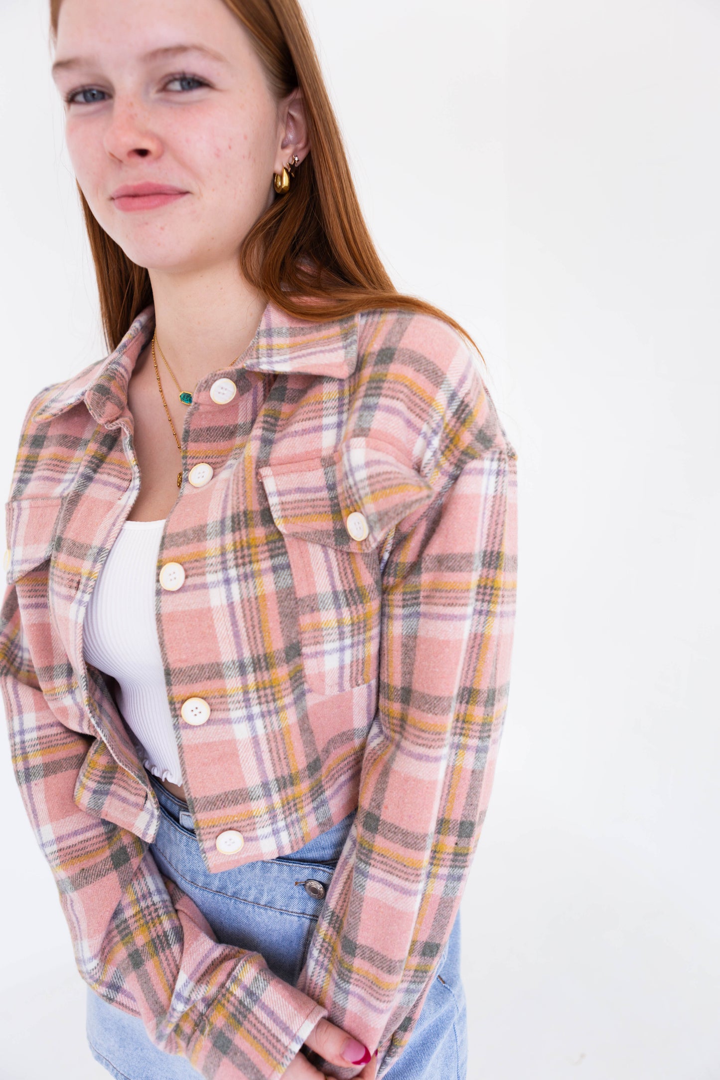 Pink Cropped Flannel