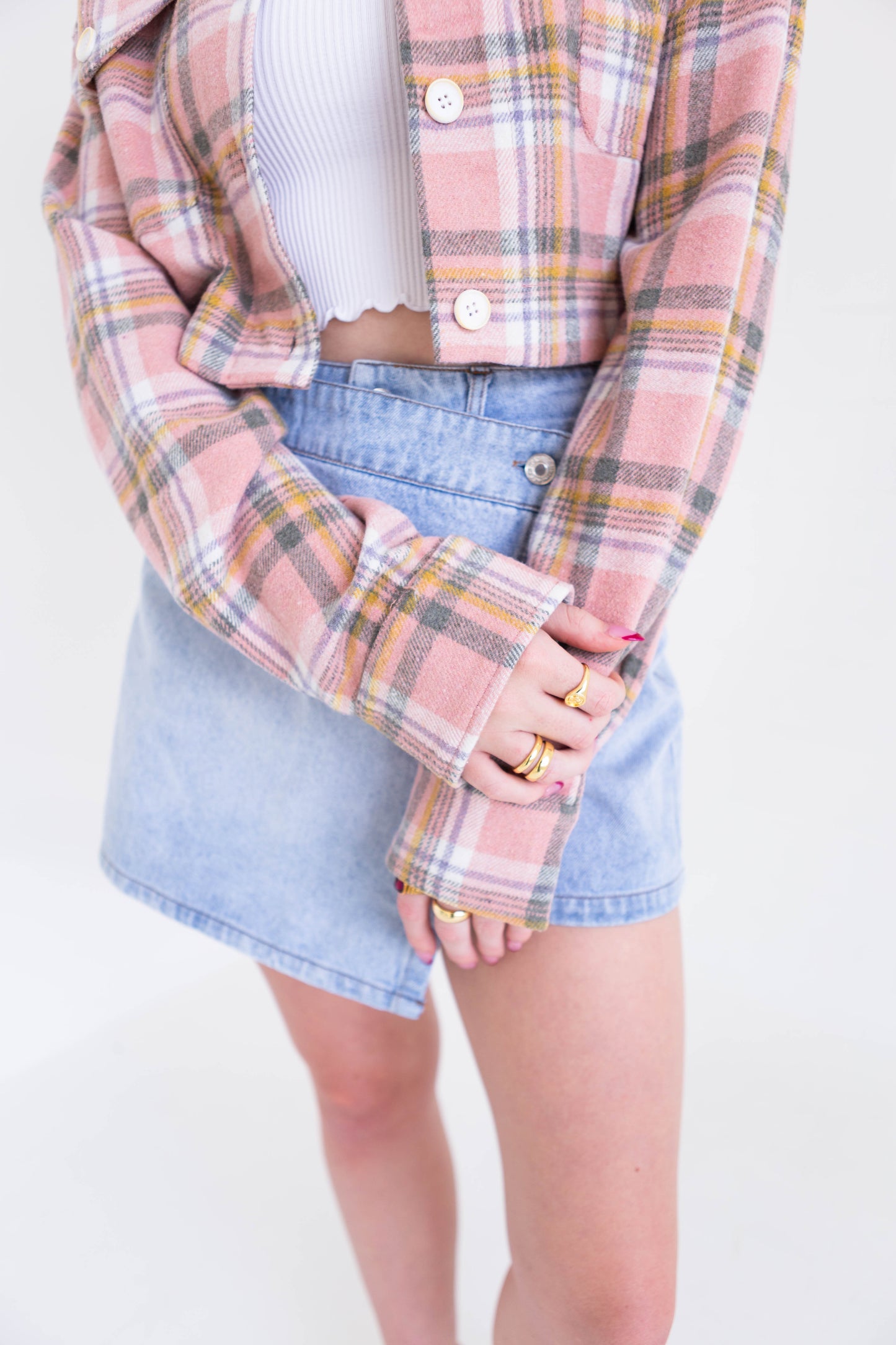 Pink Cropped Flannel