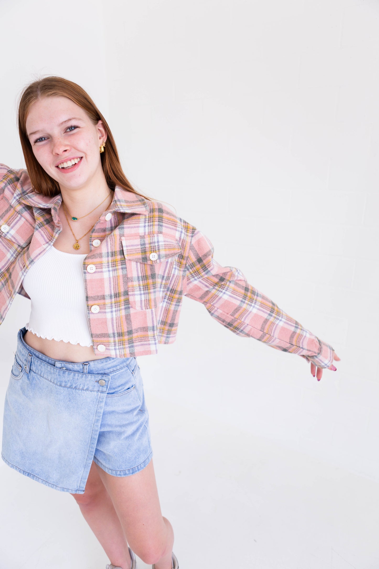 Pink Cropped Flannel