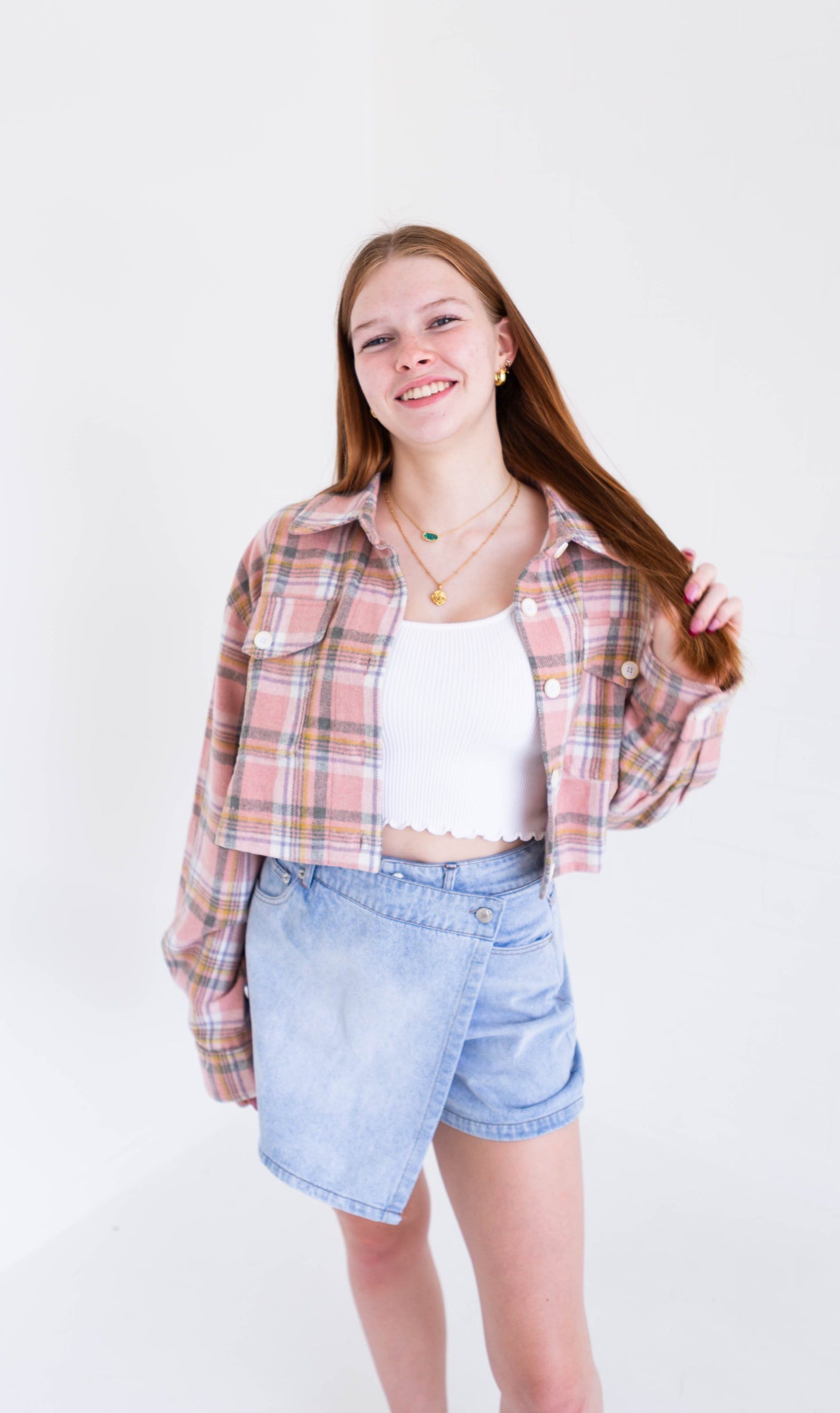 Pink Cropped Flannel