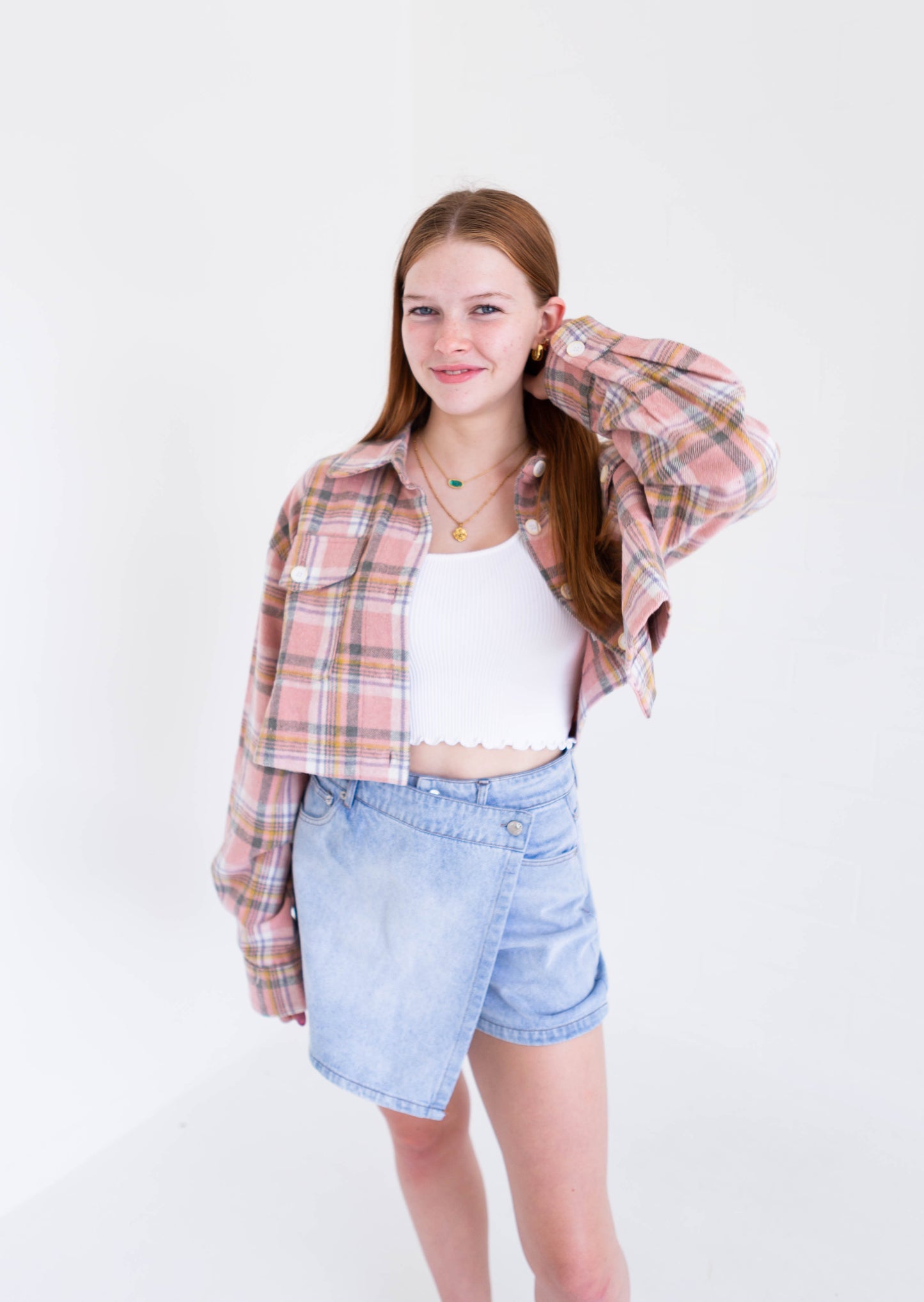 Pink Cropped Flannel