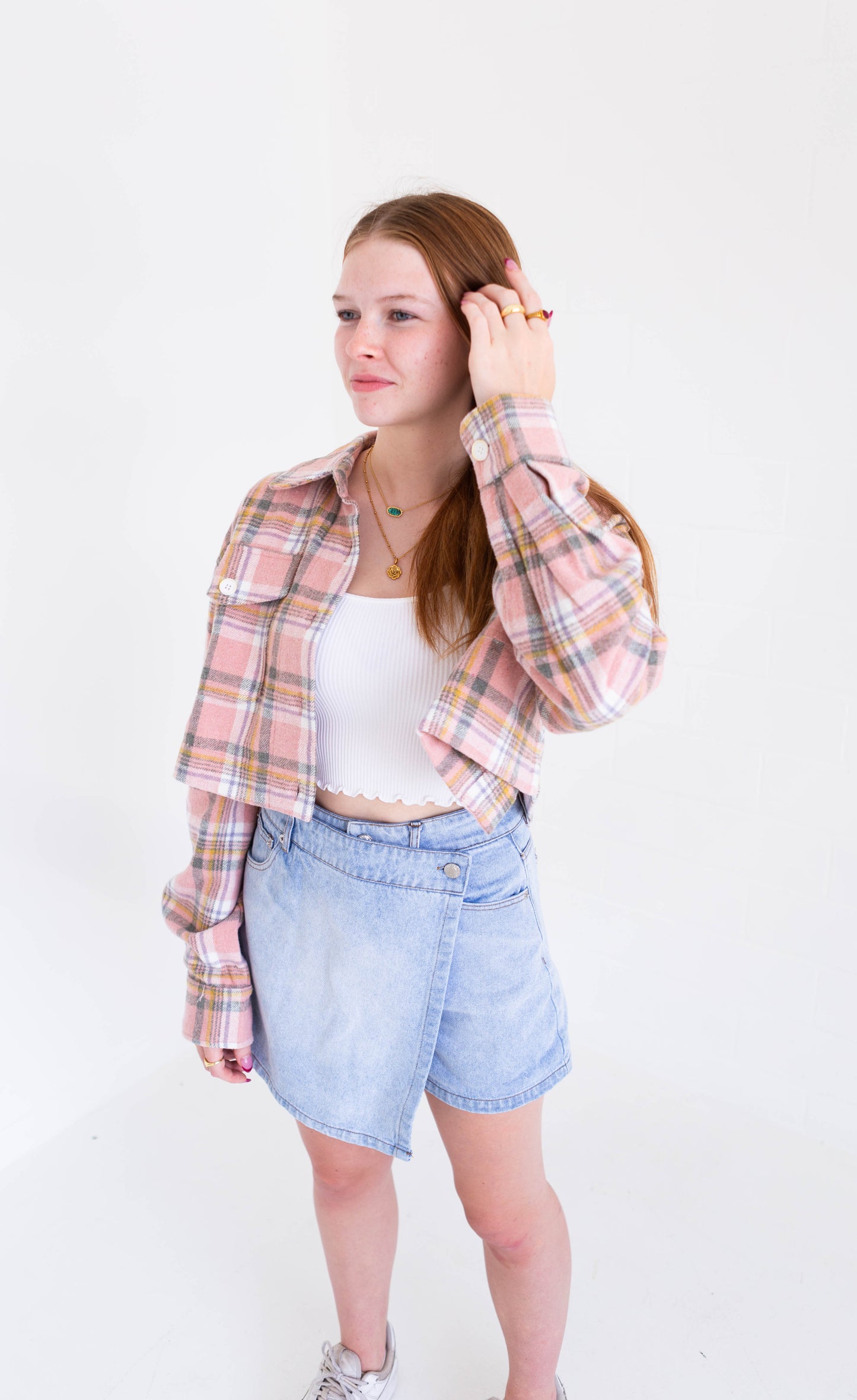 Pink Cropped Flannel