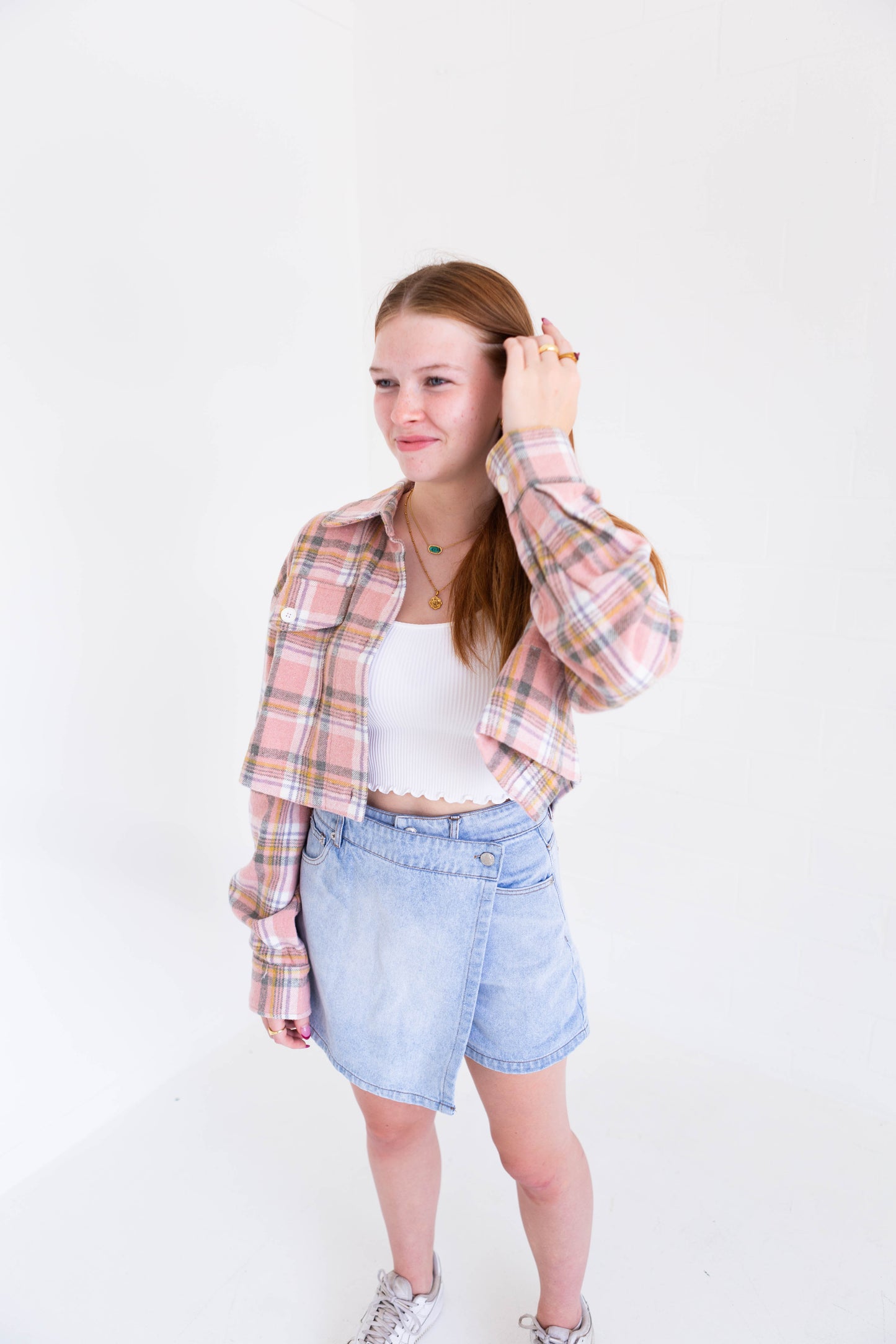 Pink Cropped Flannel