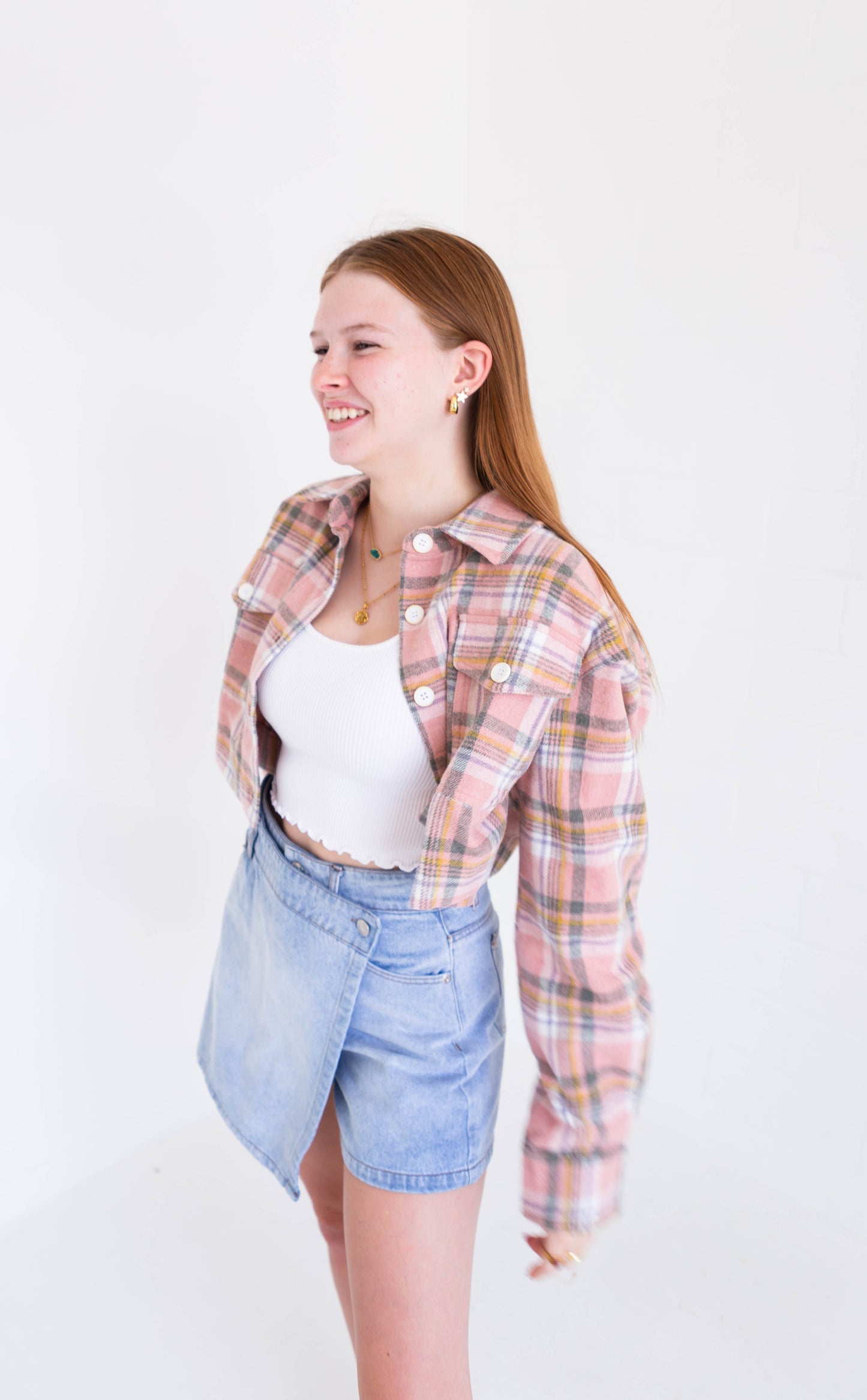 Pink Cropped Flannel