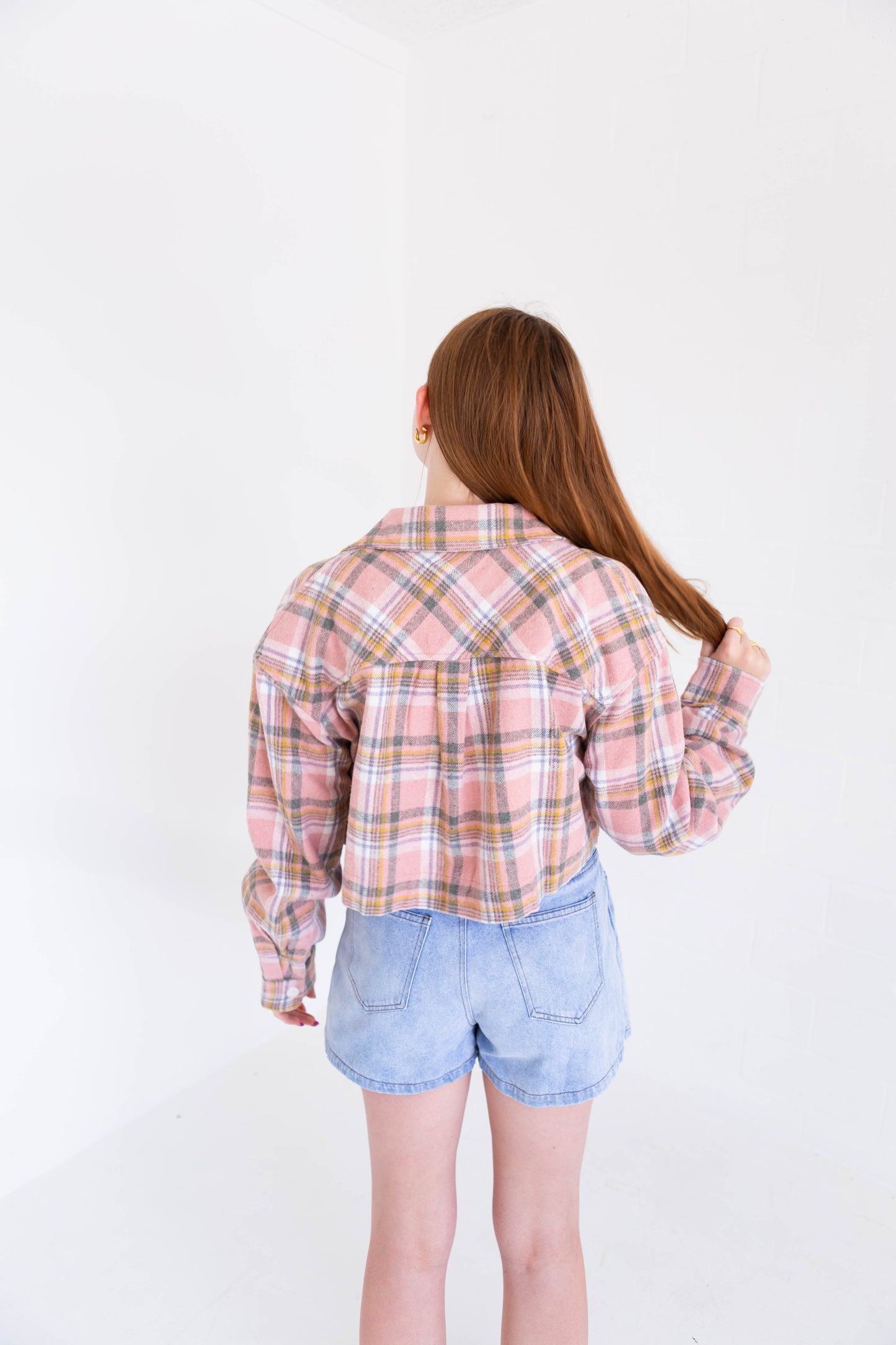 Pink Cropped Flannel