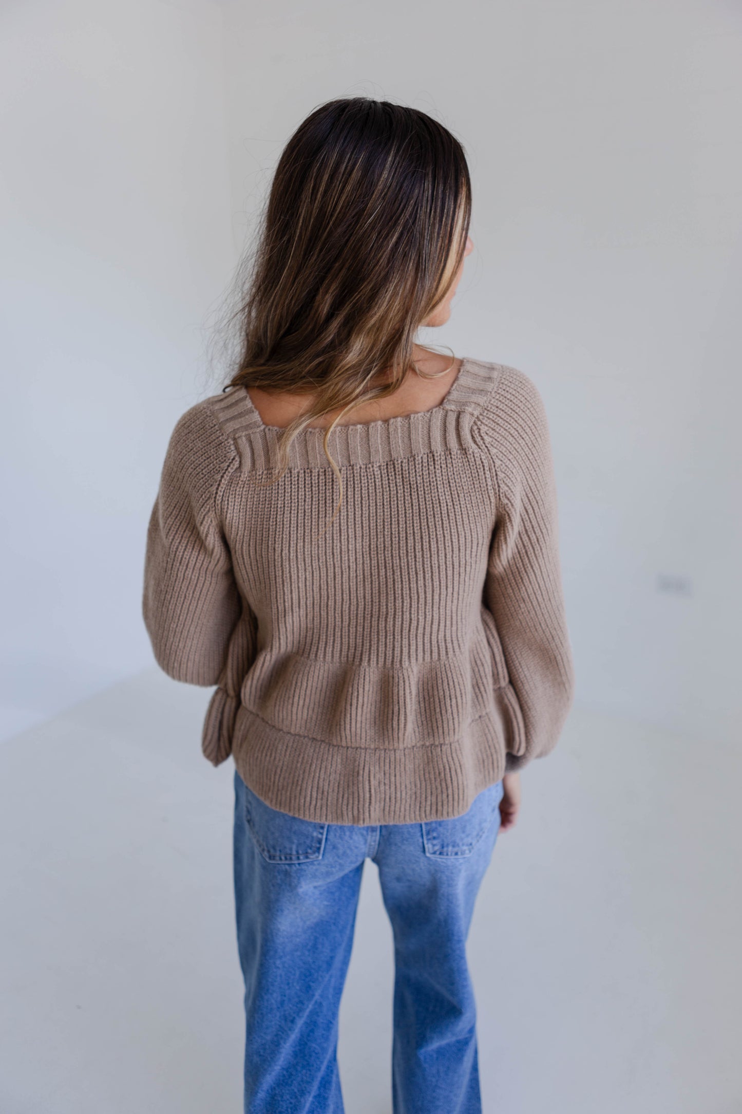 Beige Peplum Sweater Top