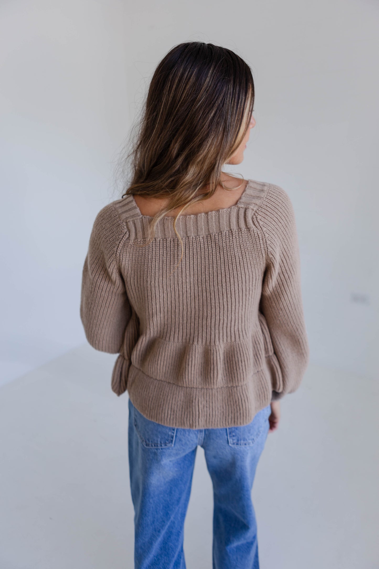 Beige Peplum Sweater Top