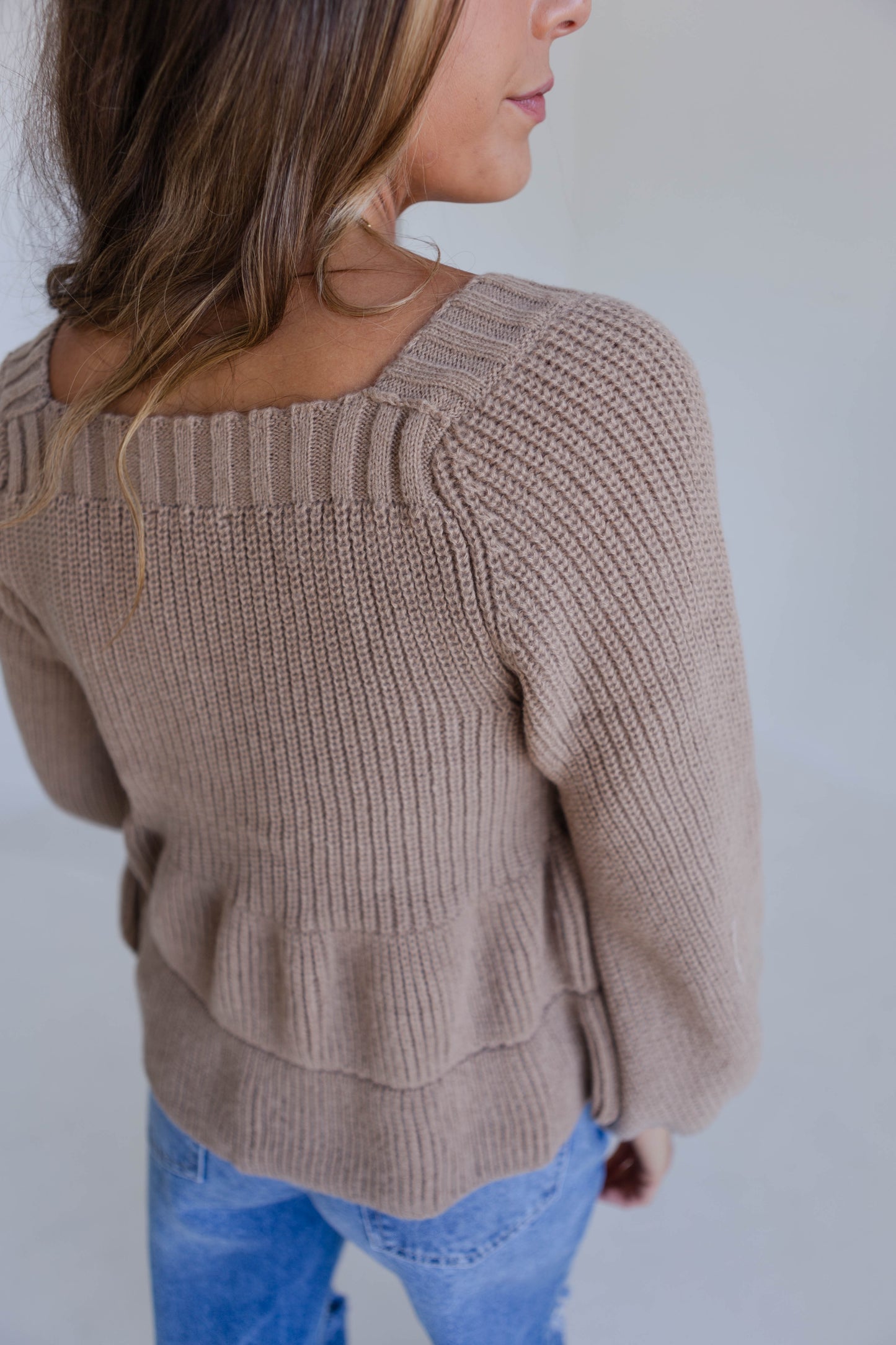 Beige Peplum Sweater Top