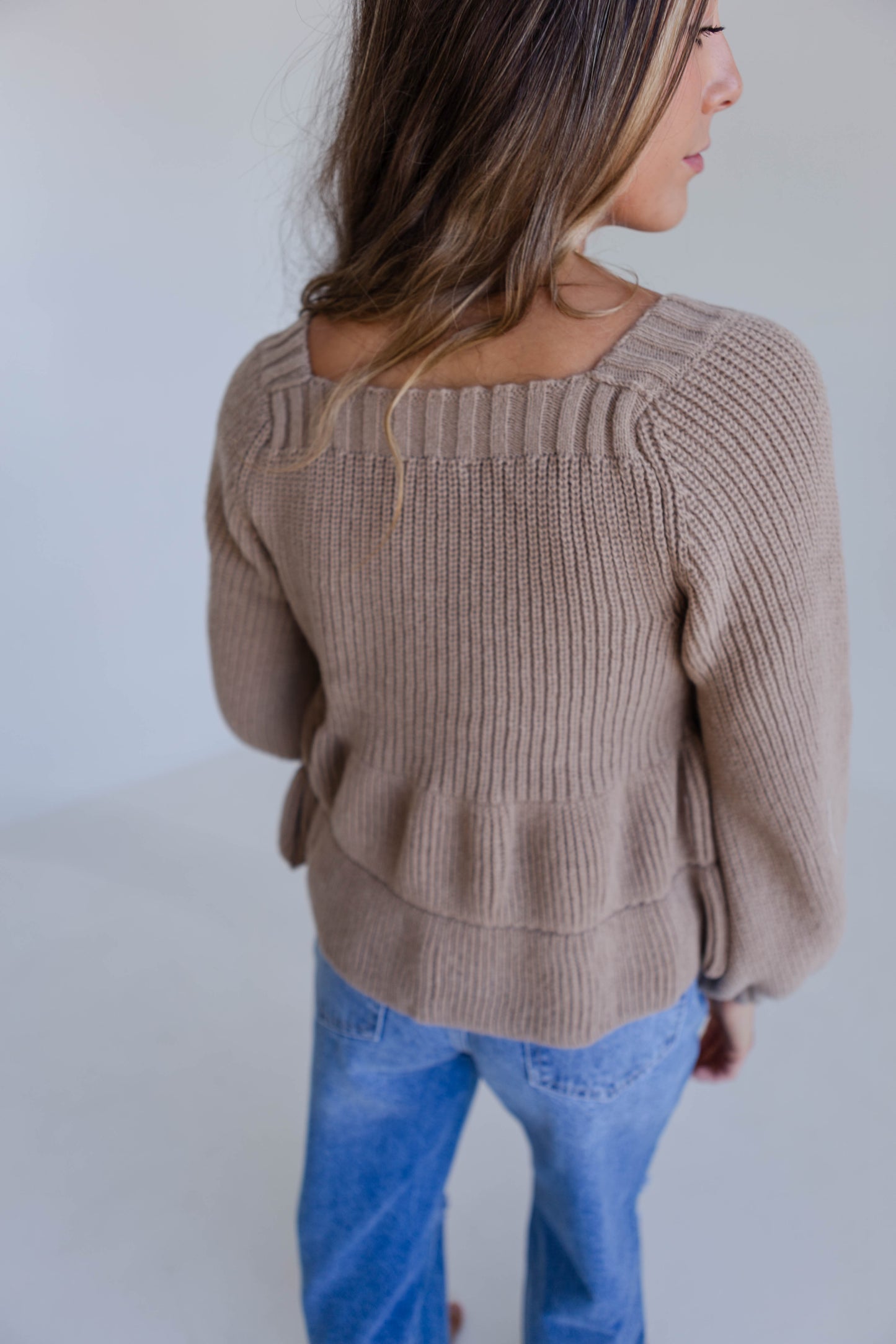 Beige Peplum Sweater Top