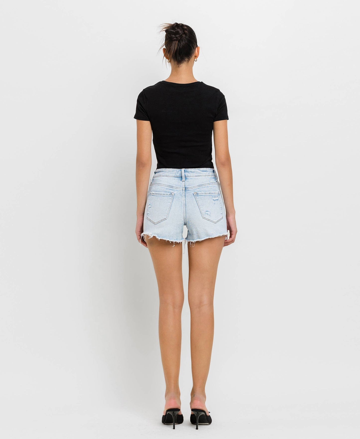 Sweet Dream High Rise Distressed Hem Denim Shorts